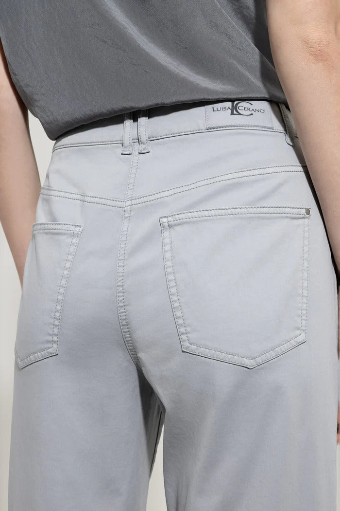 Luisa Cerano High-Stretch Tapered Denim-96% katoen, 4% elasthaan-DAMES BROEKEN-Grijs