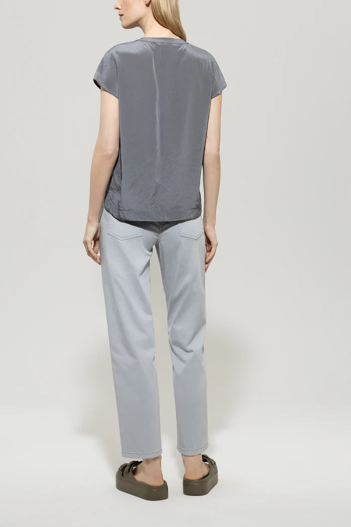 Luisa Cerano High-Stretch Tapered Denim-96% katoen, 4% elasthaan-DAMES BROEKEN-Grijs