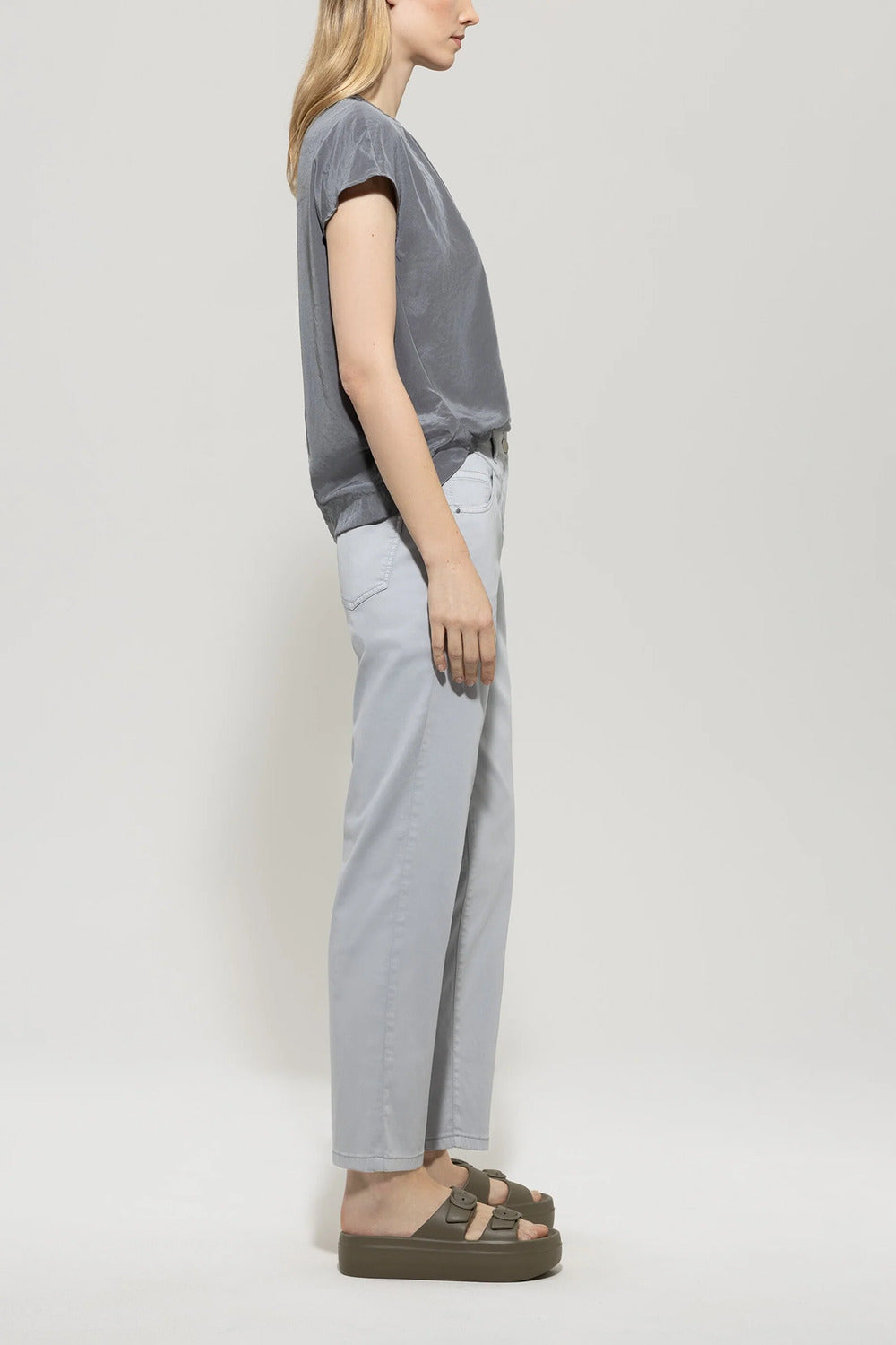 Luisa Cerano High-Stretch Tapered Denim-96% katoen, 4% elasthaan-DAMES BROEKEN-Grijs