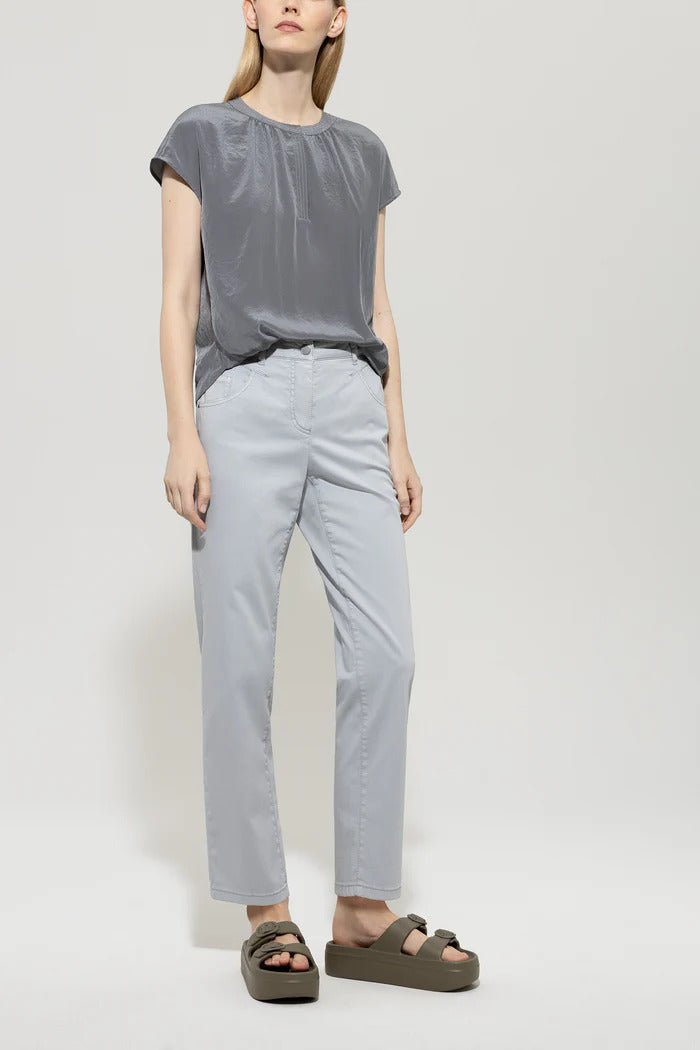 Luisa Cerano High-Stretch Tapered Denim-96% katoen, 4% elasthaan-DAMES BROEKEN-Grijs