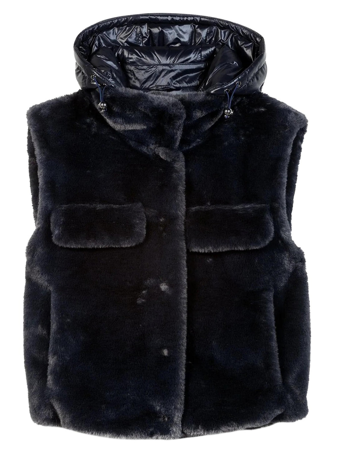 Luisa Cerano Imitatiebont Bodywarmer – Blauw-100% polyester-DAMES TRUIEN & VESTEN-Blauw