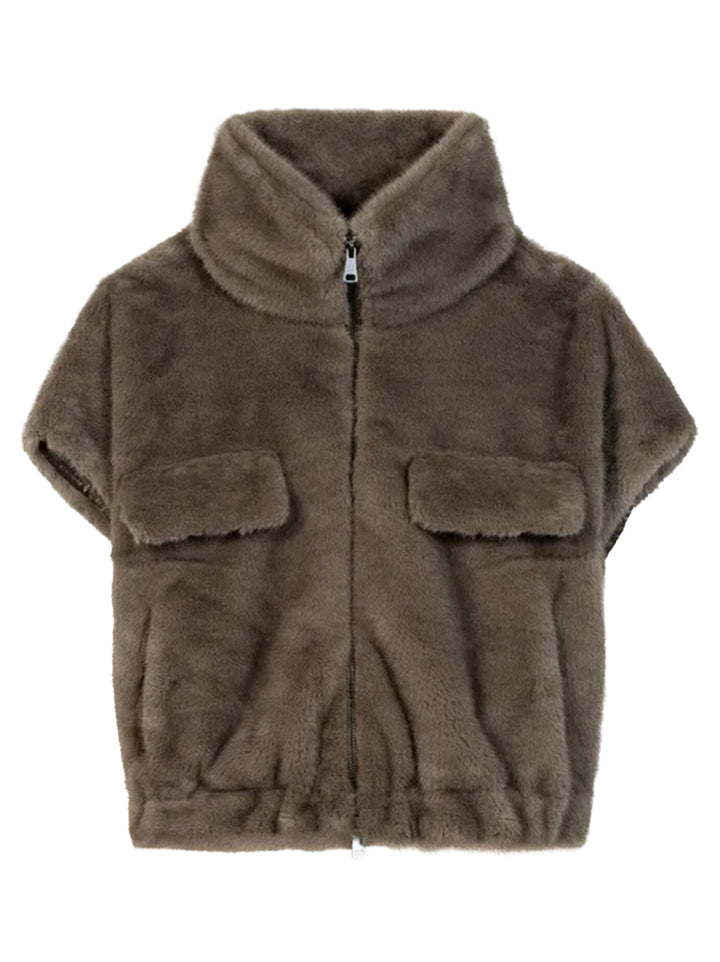 Luisa Cerano Imitatiebont Gilet – Antraciet-100% Polyester-DAMES TRUIEN & VESTEN-Antraciet
