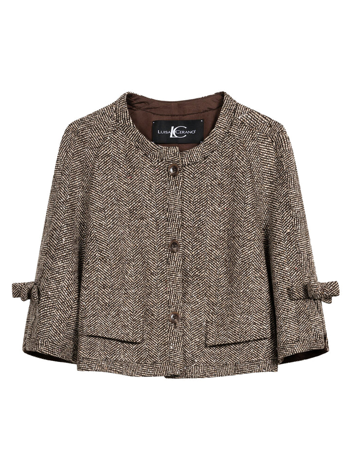 Luisa Cerano Jasje – Bruin-43% wol, 30% polyester, 9% polyamide, 9% viscose, 7% polyacryl-DAMES BLAZERS & JASJES-Bruin