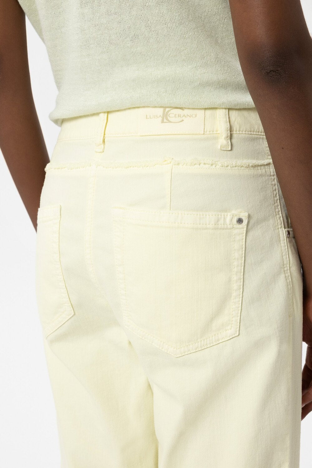 Luisa Cerano Jeans – Geel-65% katoen, 29% tencel, 4% elastisch polyamide, 2% elastaan-DAMES BROEKEN-Geel