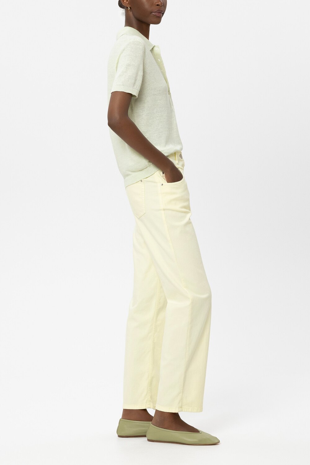 Luisa Cerano Jeans – Geel-65% katoen, 29% tencel, 4% elastisch polyamide, 2% elastaan-DAMES BROEKEN-Geel