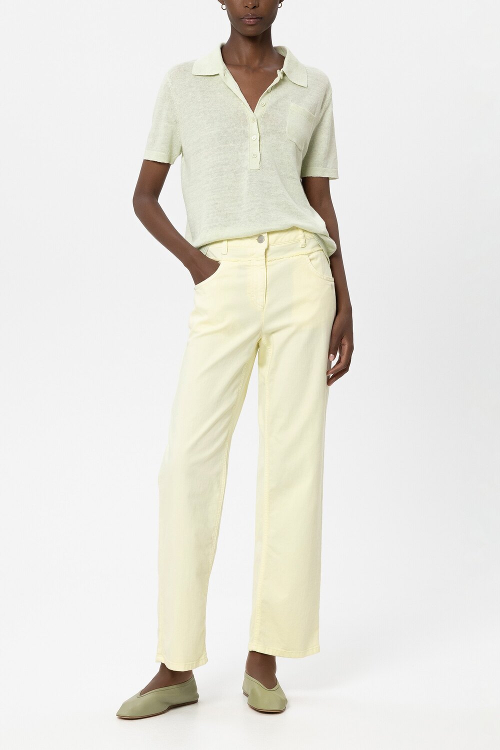 Luisa Cerano Jeans – Geel-65% katoen, 29% tencel, 4% elastisch polyamide, 2% elastaan-DAMES BROEKEN-Geel
