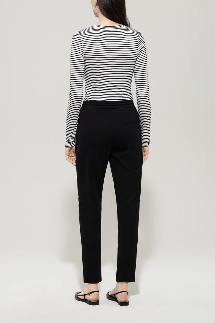 Luisa Cerano Jogger Punto Milano – Zwart-53% viscose, 41% polyamide, 6% elasthaan -DAMES BROEKEN-Zwart