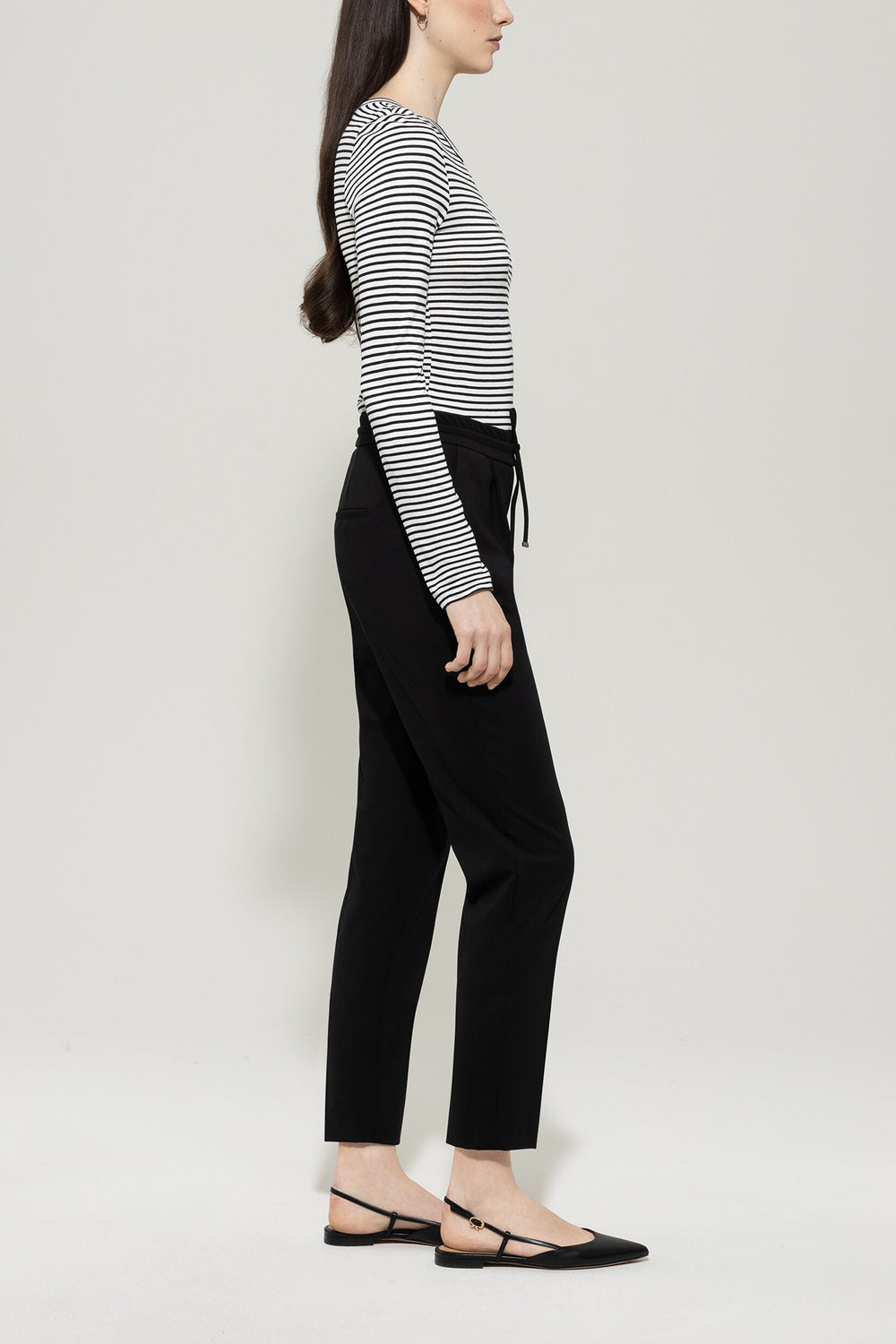 Luisa Cerano Jogger Punto Milano – Zwart-53% viscose, 41% polyamide, 6% elasthaan -DAMES BROEKEN-Zwart