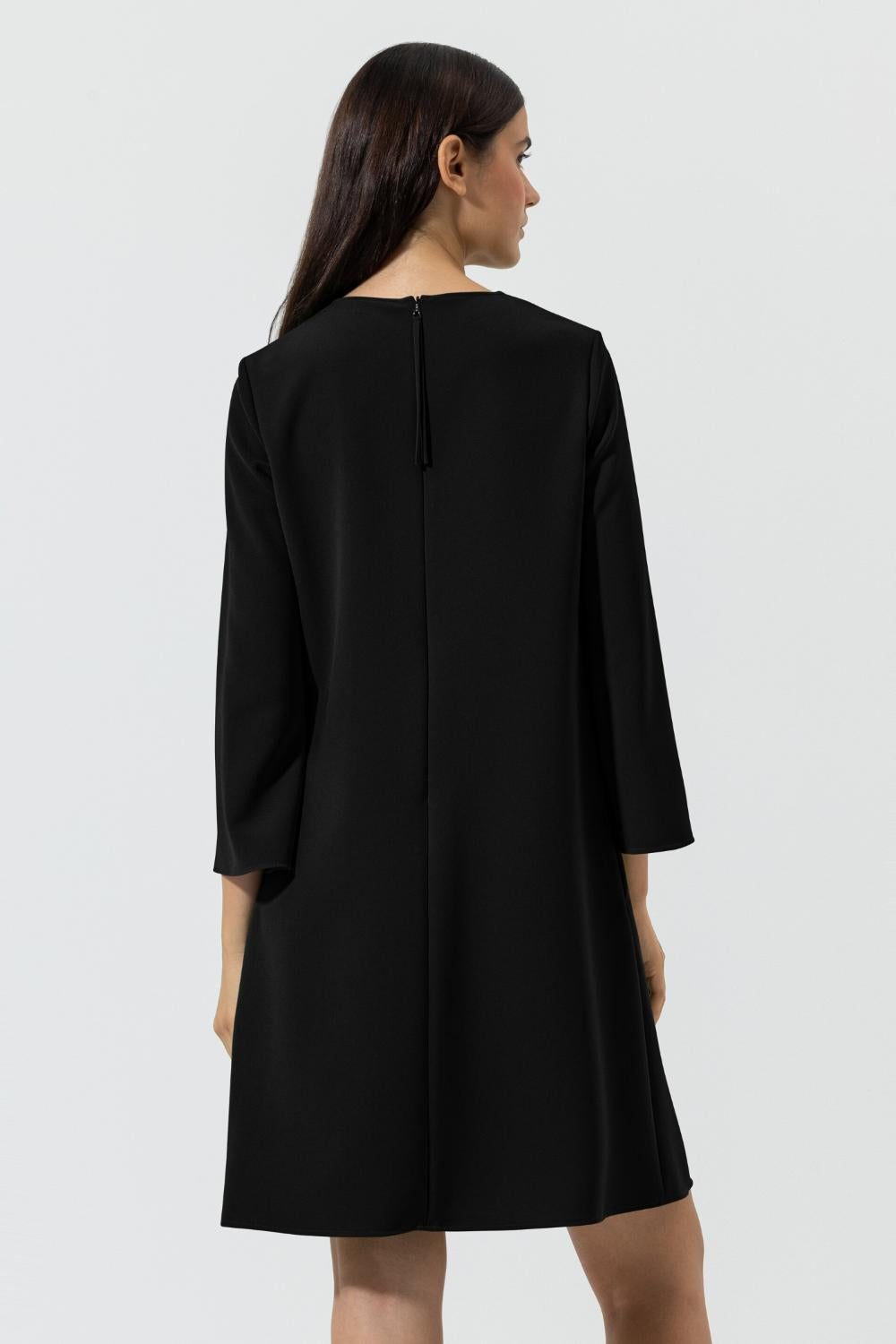Luisa Cerano jurk zwart-94% polyester, 6% elasthaan-DAMES JURKEN-Zwart