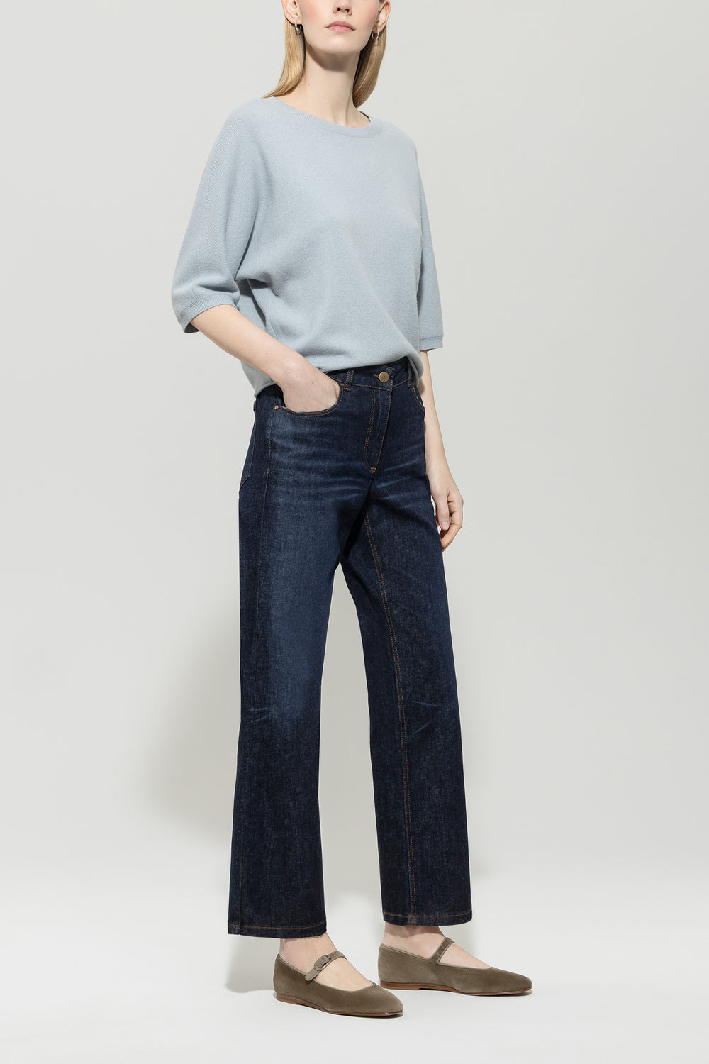 Luisa Cerano Kasjmiermix Trui – Lichtblauw-80% wol, 20% kashmier-DAMES TRUIEN & VESTEN-Blauw