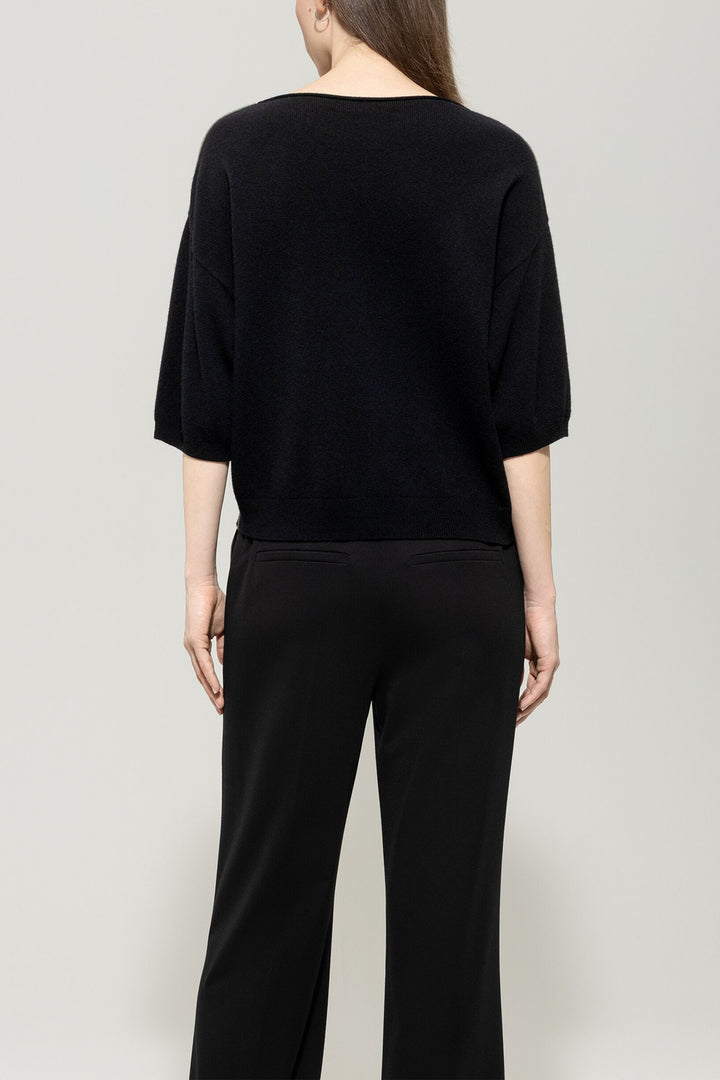 Luisa Cerano Kasjmiermix Trui – Zwart-80% wol, 20% kashmier-DAMES TRUIEN & VESTEN-Zwart