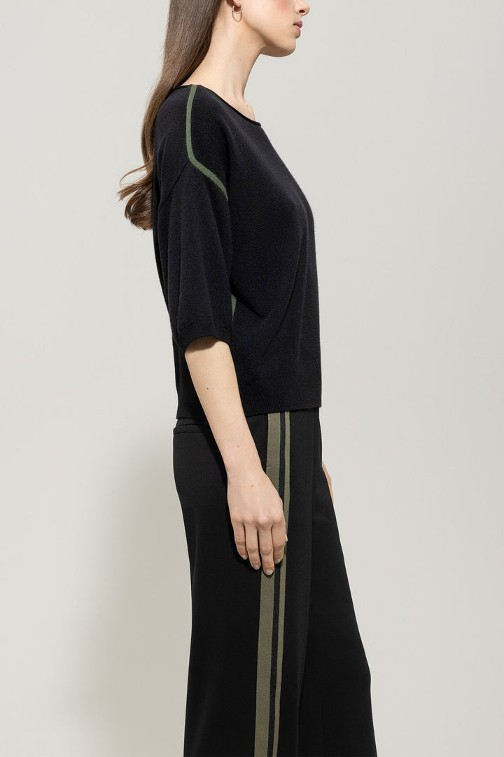 Luisa Cerano Kasjmiermix Trui – Zwart-80% wol, 20% kashmier-DAMES TRUIEN & VESTEN-Zwart