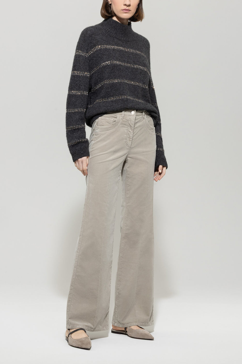 Luisa Cerano Knit Sweater – Grijs-34% polyamide, 26% alpaca, 23% polyester, 17% wool-DAMES TRUIEN & VESTEN-Grijs