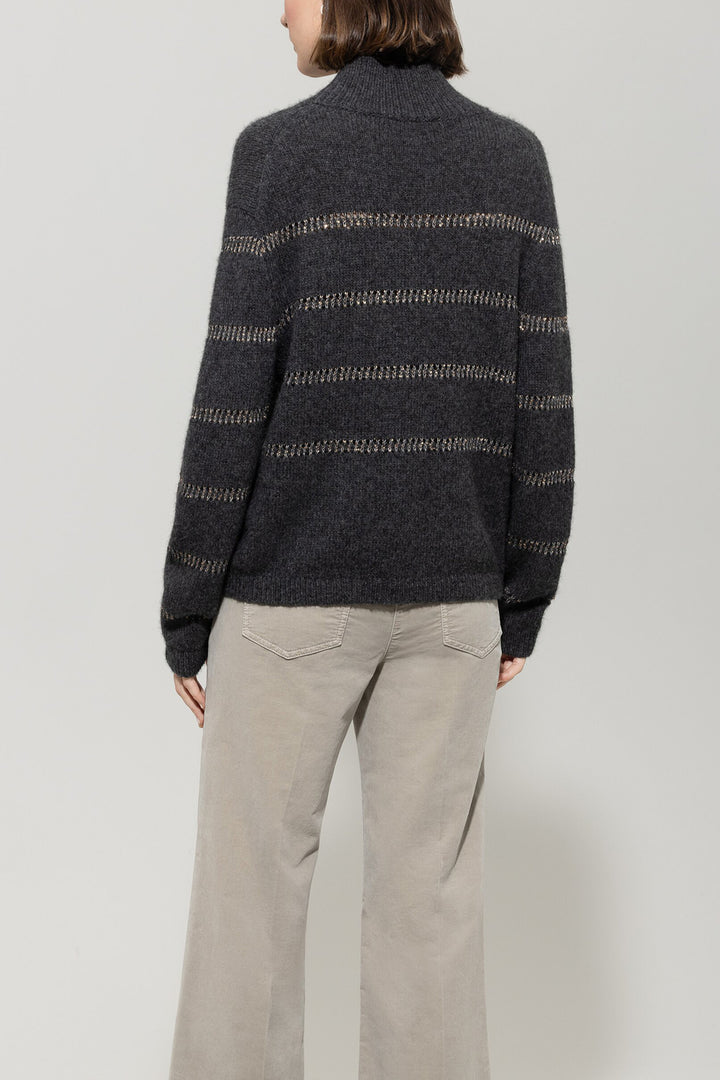 Luisa Cerano Knit Sweater – Grijs-34% polyamide, 26% alpaca, 23% polyester, 17% wool-DAMES TRUIEN & VESTEN-Grijs