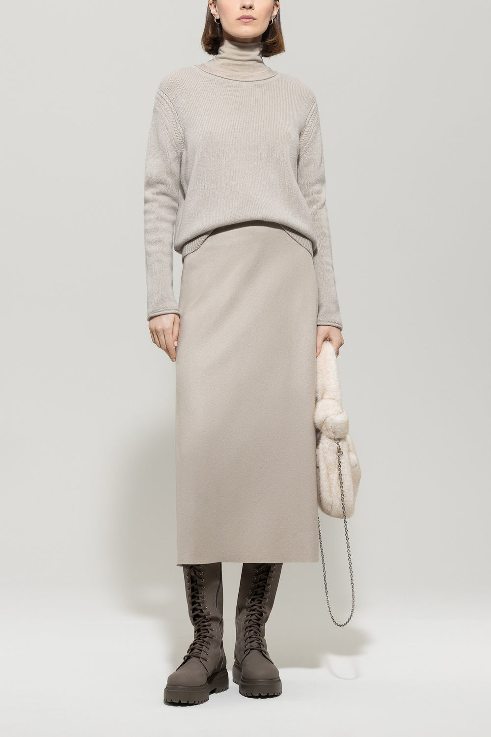 Luisa Cerano Knit Sweater – Grijs-80% wool, 20% cashmere-DAMES TRUIEN & VESTEN-Grijs