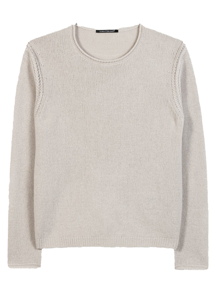 Luisa Cerano Knit Sweater – Grijs-80% wool, 20% cashmere-DAMES TRUIEN & VESTEN-Grijs
