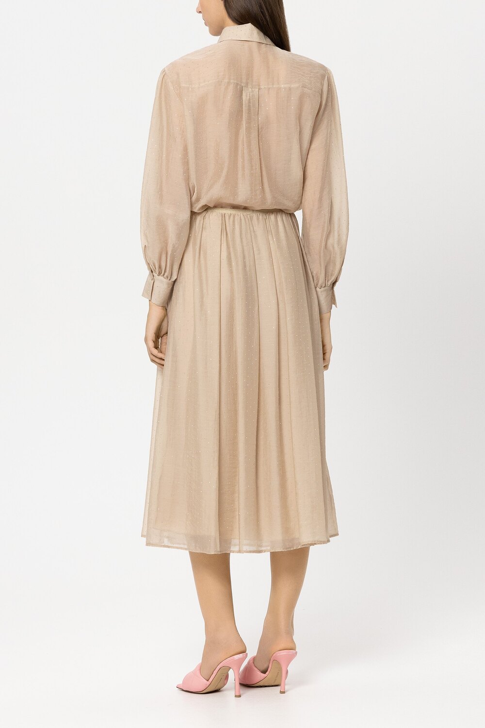 Luisa Cerano – Lange Mouw Blouse Bruin-74% tencel, 26% polyamide-DAMES TOPS & BLOUSES-Bruin