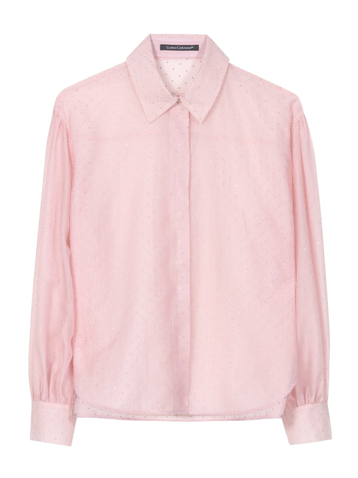 Luisa Cerano – Lange Mouw Blouse Roze-74% tencel, 26% polyamide-DAMES TOPS & BLOUSES-Roze