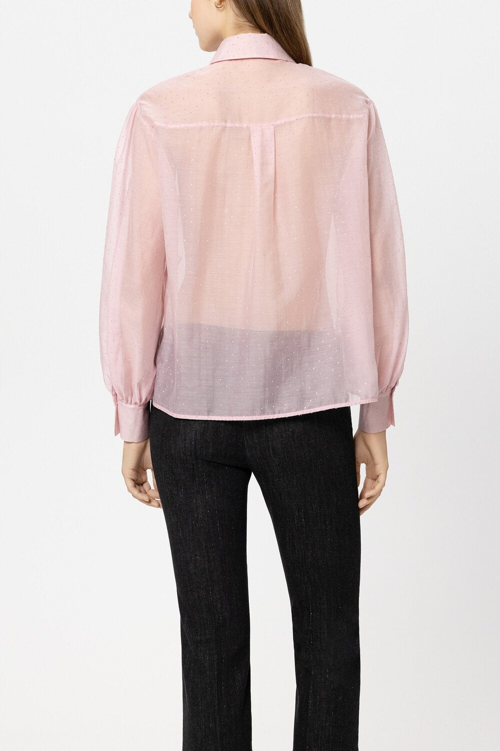 Luisa Cerano – Lange Mouw Blouse Roze-74% tencel, 26% polyamide-DAMES TOPS & BLOUSES-Roze