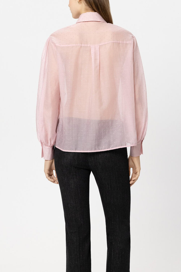 Luisa Cerano – Lange Mouw Blouse Roze-74% tencel, 26% polyamide-DAMES TOPS & BLOUSES-Roze