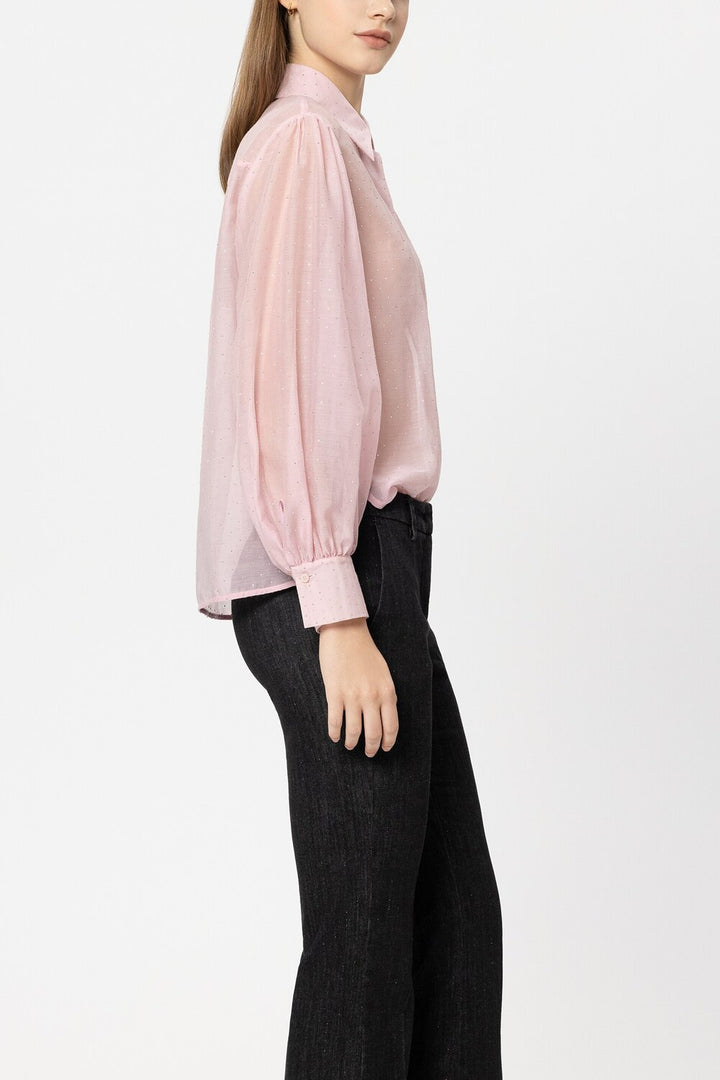 Luisa Cerano – Lange Mouw Blouse Roze-74% tencel, 26% polyamide-DAMES TOPS & BLOUSES-Roze