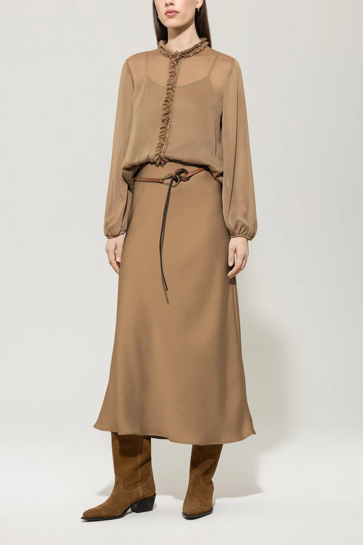 Luisa Cerano Lange Rok – Bruin-100% polyester-DAMES ROKKEN-Bruin