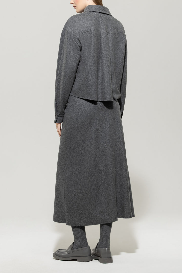 Luisa Cerano Lange Rok – Grijs-58% wol, 39% polyamide, 3% elastaan-DAMES ROKKEN-Grijs