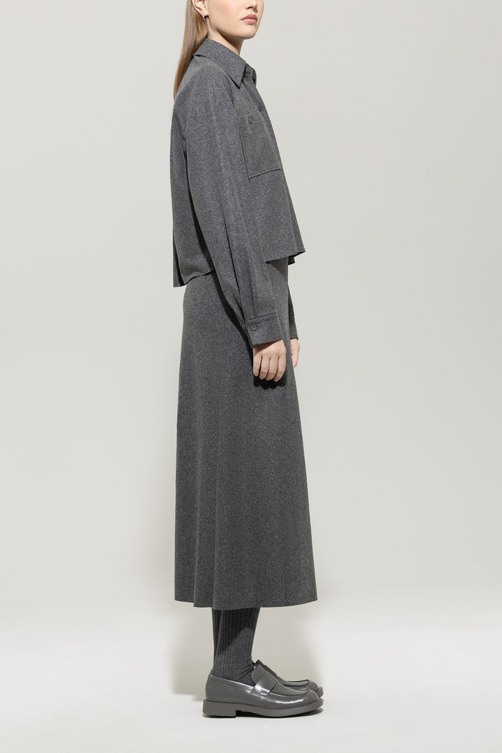 Luisa Cerano Lange Rok – Grijs-58% wol, 39% polyamide, 3% elastaan-DAMES ROKKEN-Grijs