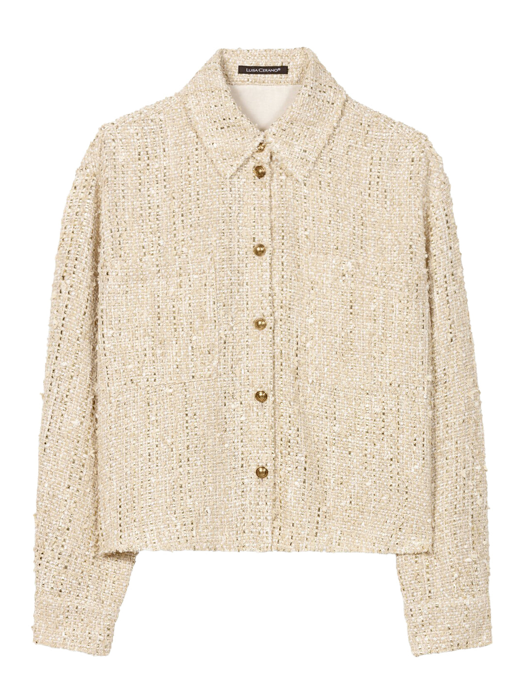 Luisa Cerano – Lichtgewicht Jasje Beige-53% katoen, 21% polyester, 13% polyacryl, 6% polyamide, 6% viscose 1% metallic-DA