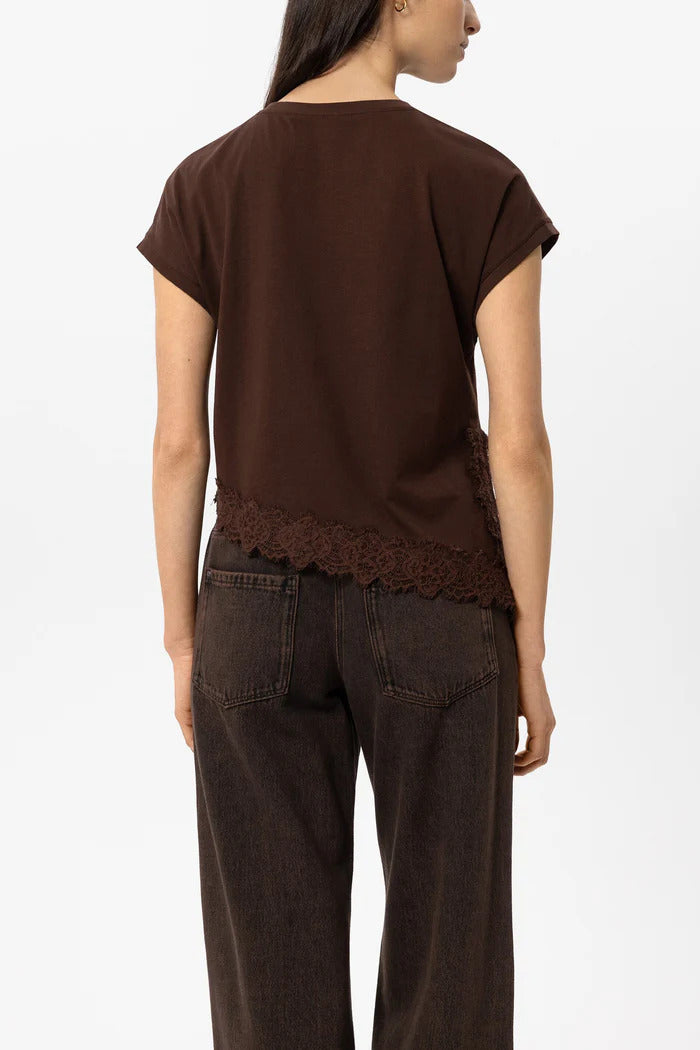 Luisa Cerano Lingerie Shirt – Bruin-100% katoen-DAMES TOPS & BLOUSES-Bruin