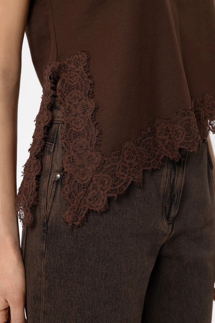 Luisa Cerano Lingerie Shirt – Bruin-100% katoen-DAMES TOPS & BLOUSES-Bruin