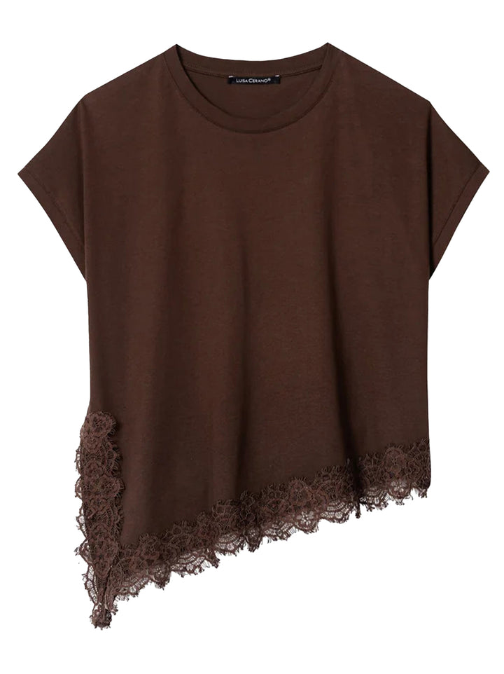 Luisa Cerano Lingerie Shirt – Bruin-100% katoen-DAMES TOPS & BLOUSES-Bruin