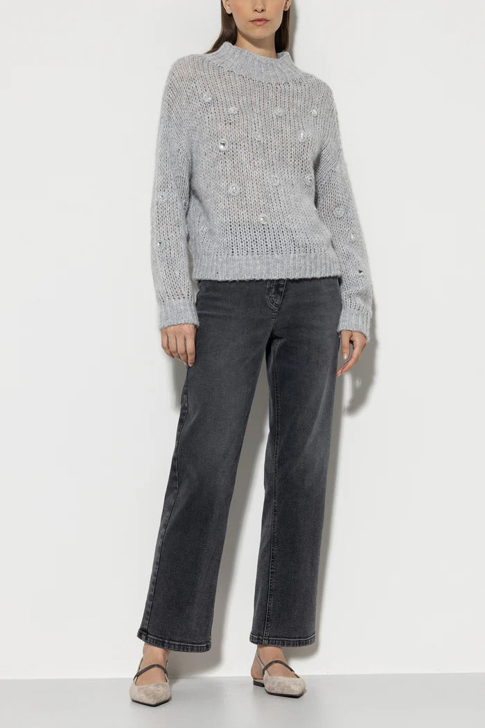 Luisa Cerano losse denim antraciet-Buitenstof: 92% katoen, 6% elastomultiester, 2% elastaan<br />-DAMES BROEKEN-Antraciet