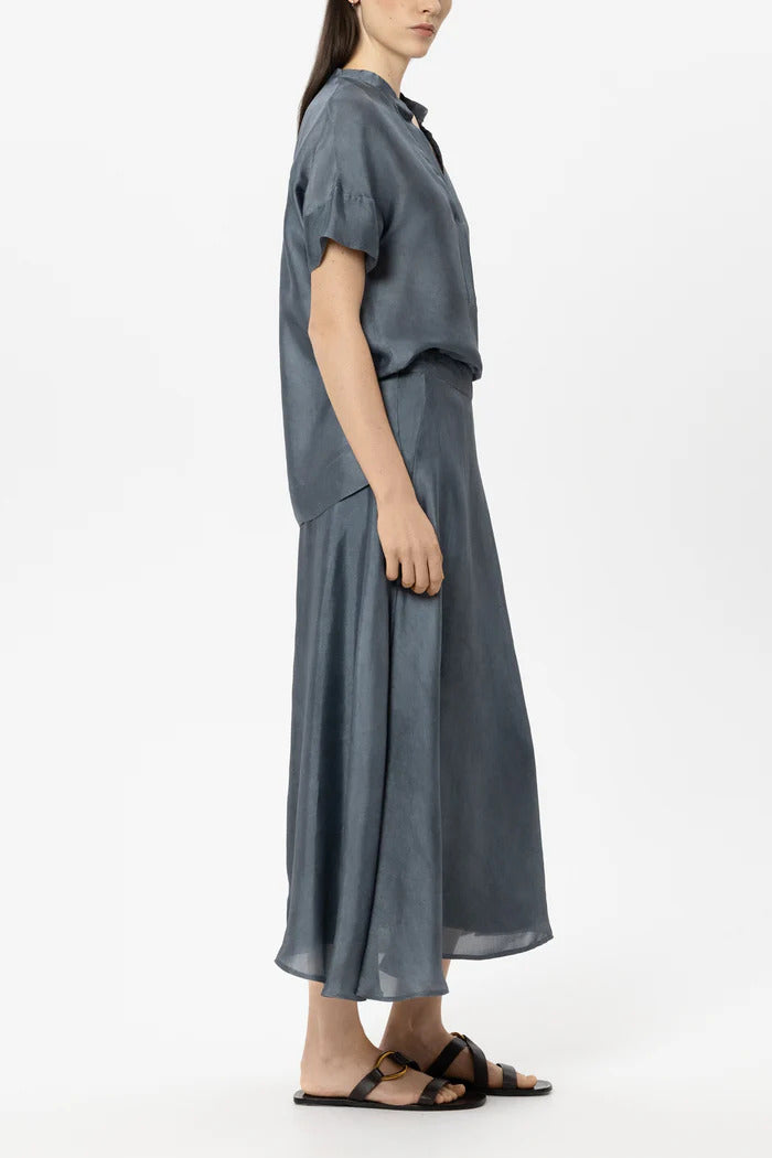 Luisa Cerano Maxi-rok van Zijden-Mix – Blauw-85% rayon, 15% zijde-DAMES ROKKEN-Blauw