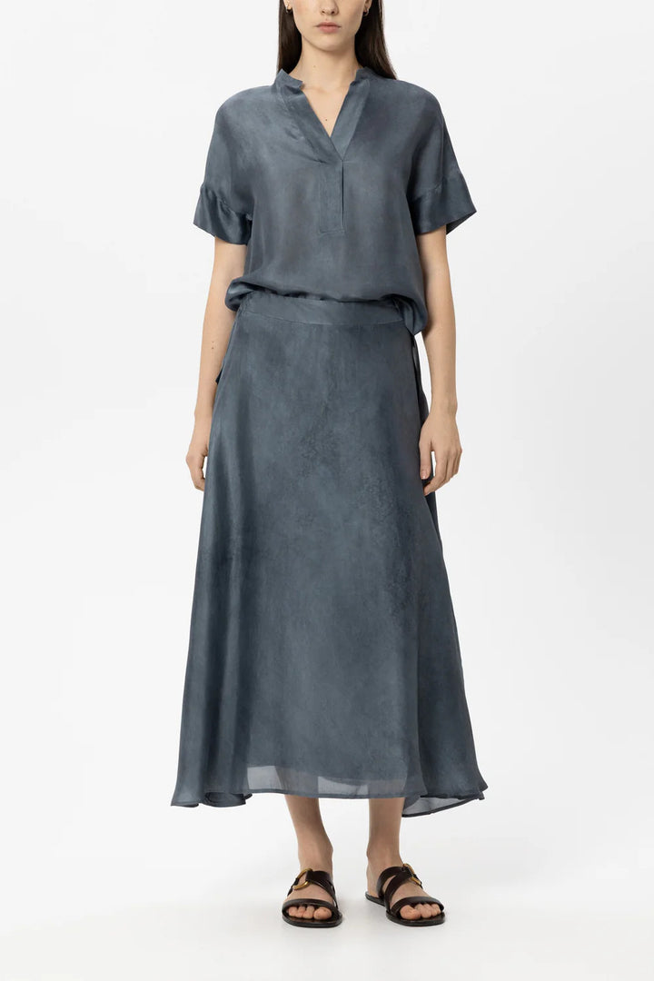 Luisa Cerano Maxi-rok van Zijden-Mix – Blauw-85% rayon, 15% zijde-DAMES ROKKEN-Blauw