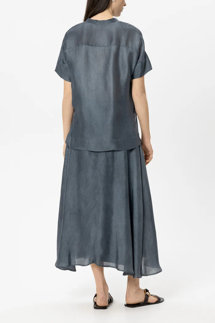 Luisa Cerano Maxi-rok van Zijden-Mix – Blauw-85% rayon, 15% zijde-DAMES ROKKEN-Blauw