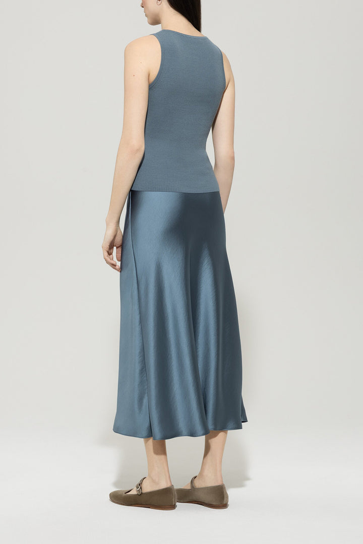 Luisa Cerano Maxi Rok Zijdeachtig – Blauw-100% polyester-DAMES ROKKEN-Blauw