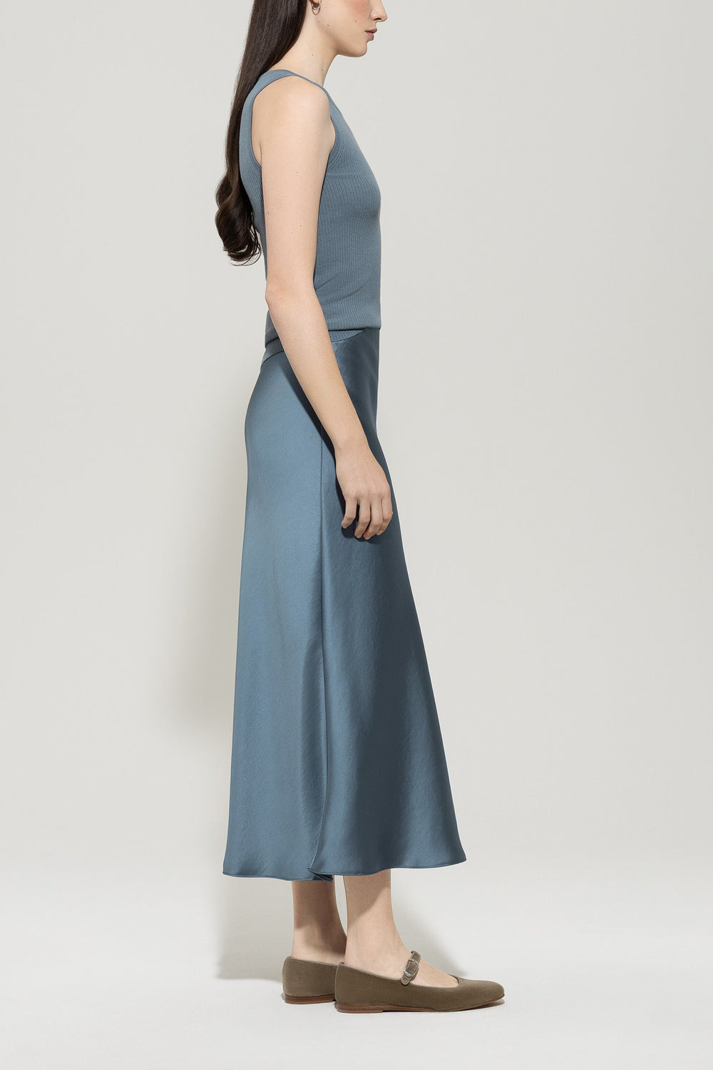 Luisa Cerano Maxi Rok Zijdeachtig – Blauw-100% polyester-DAMES ROKKEN-Blauw