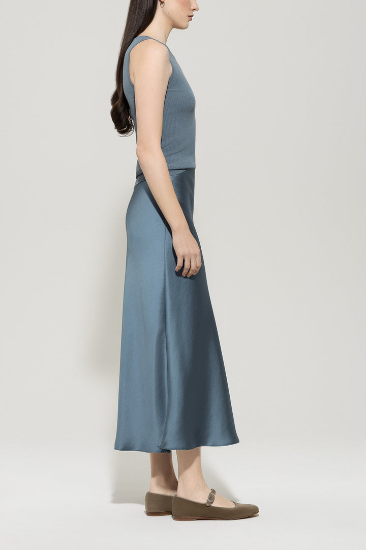 Luisa Cerano Maxi Rok Zijdeachtig – Blauw-100% polyester-DAMES ROKKEN-Blauw
