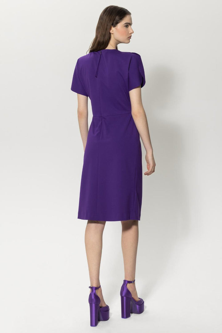 Luisa Cerano midi jurk-56% viscose<br />36% poliamide<br />8% elastan-DAMES JURKEN-Paars