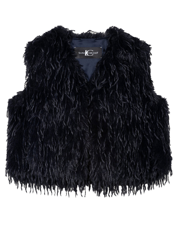 Luisa Cerano Mouwloos Vest – Blauw-100% polyester-DAMES TRUIEN & VESTEN-Blauw