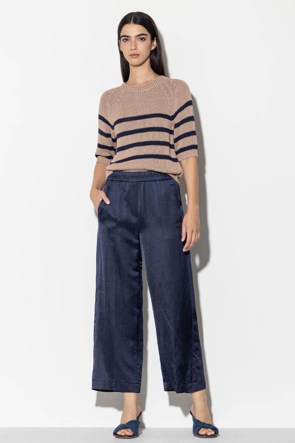 Luisa Cerano pantalon-40% viskose, 30% katoen, 30% linnen-DAMES BROEKEN-Blauw