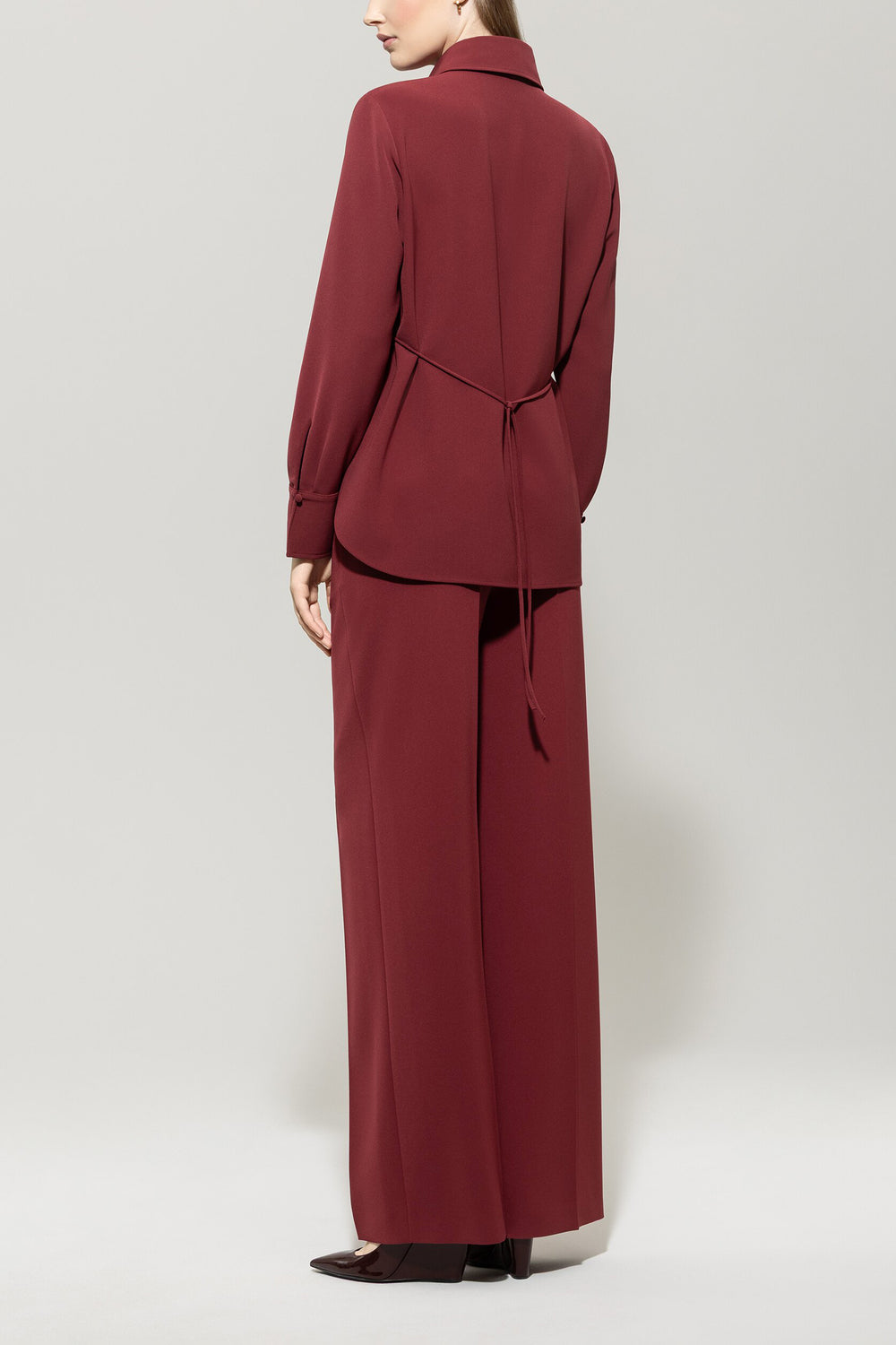 Luisa Cerano Pantalon – Bordeaux-92% polyester, 8% elasthaan-DAMES BROEKEN-Rood