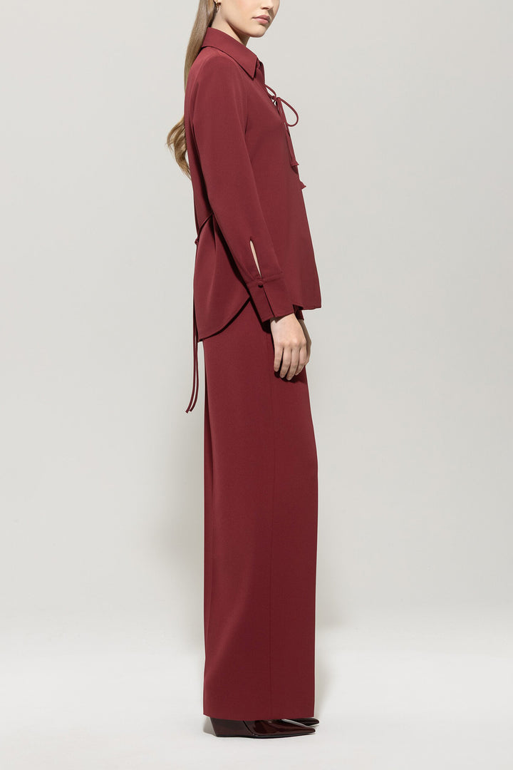 Luisa Cerano Pantalon – Bordeaux-92% polyester, 8% elasthaan-DAMES BROEKEN-Rood