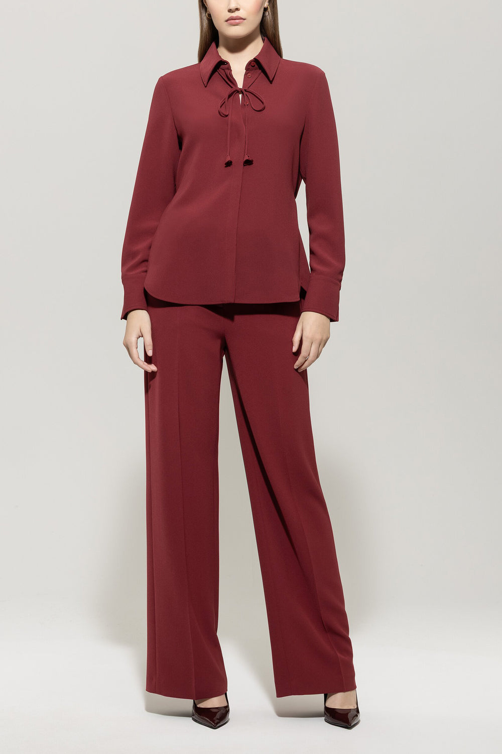 Luisa Cerano Pantalon – Bordeaux-92% polyester, 8% elasthaan-DAMES BROEKEN-Rood