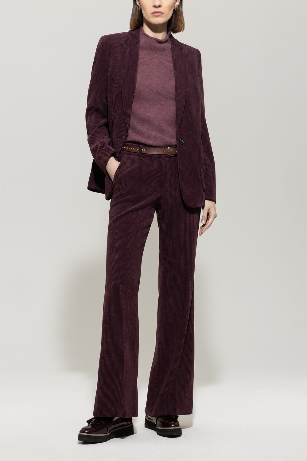 Luisa Cerano Pantalon – Paars-90% polyester, 8% polyamide, 2% elastane-DAMES BROEKEN-Paars