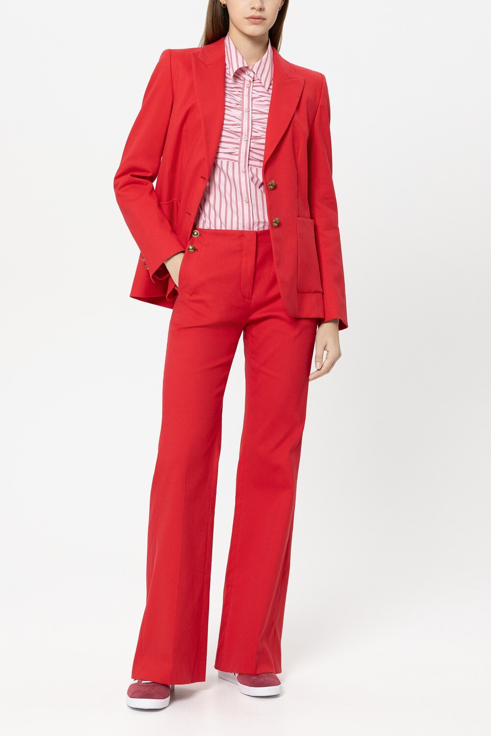 Luisa Cerano Pantalon – Rood-97% katoen, 3% elastaan-DAMES BROEKEN-Rood