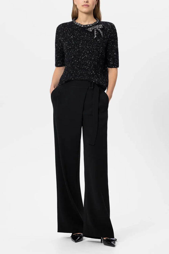 Luisa Cerano Pantalon – Zwart-69% triacetaat, 31% polyester-DAMES BROEKEN-Zwart