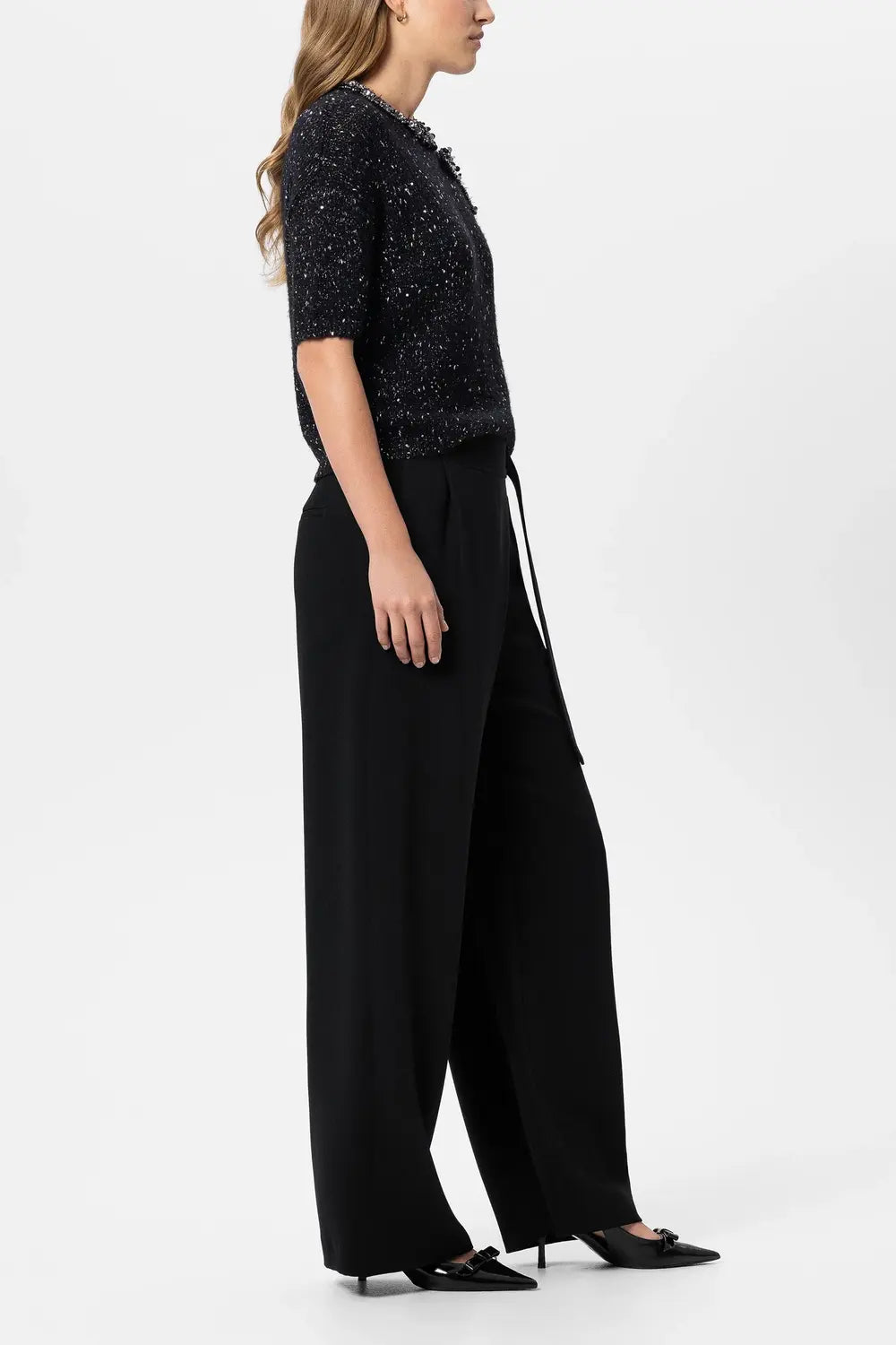 Luisa Cerano Pantalon – Zwart-69% triacetaat, 31% polyester-DAMES BROEKEN-Zwart