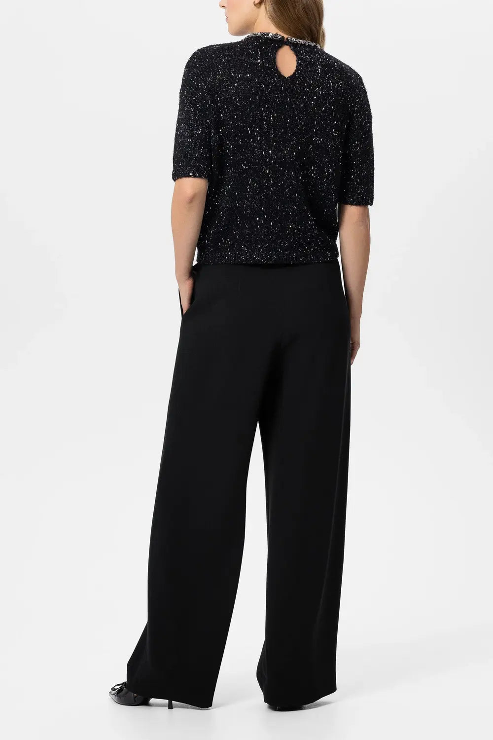 Luisa Cerano Pantalon – Zwart-69% triacetaat, 31% polyester-DAMES BROEKEN-Zwart